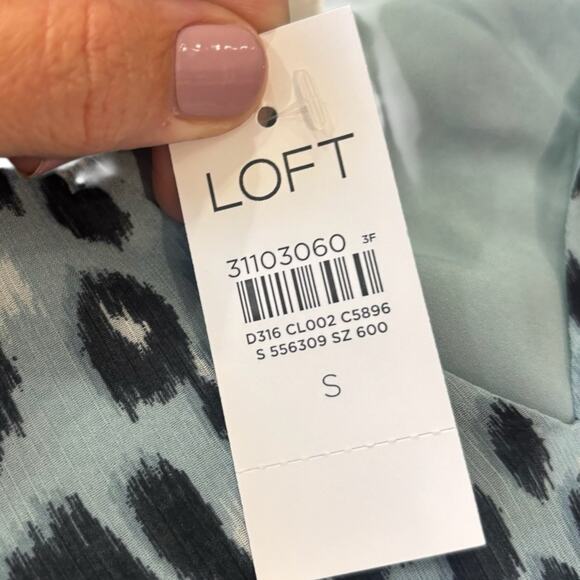 LOFT Blue Leopard Dress with Long sleeves NEW Size Small - Picture 7 of 11